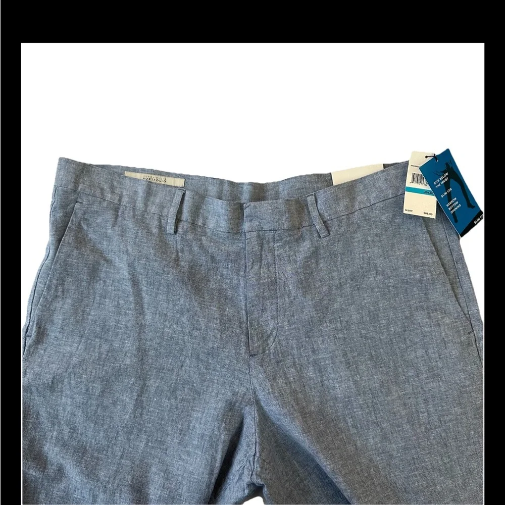 Perry Ellis Men’s Slim Fit Linen Pants Light Blue 36x30 NWT - Picture 6 of 10